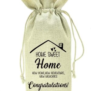 Yangcan0507 Housewarming Gifts,First New Home House Homeowner Gifts for Men, Women, mom,dad,Daughter,Son, Friends, Coworkers,Sweet Home, New Home,New Adventure,New Memories,Wine Bag