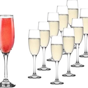 Set of 10 Classic Flute Champagne Glasses (7 Ounce) – Toasting Sparkling Wine / Wedding Flutes