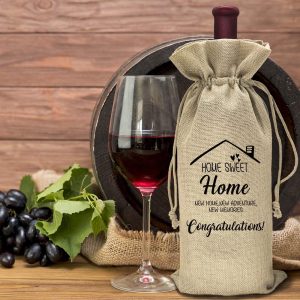 Yangcan0507 Housewarming Gifts,First New Home House Homeowner Gifts for Men, Women, mom,dad,Daughter,Son, Friends, Coworkers,Sweet Home, New Home,New Adventure,New Memories,Wine Bag