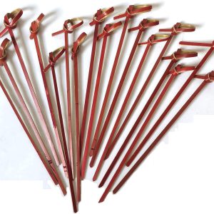 200Pcs Red Bamboo Cocktail Picks Natural Bamboo Knot Skewers for Appetizers Toothpicks Wooden Decorative Cocktail Picks Handmade Sticks Long Appetizer Toothpicks Cocktail Sticks for Home Party